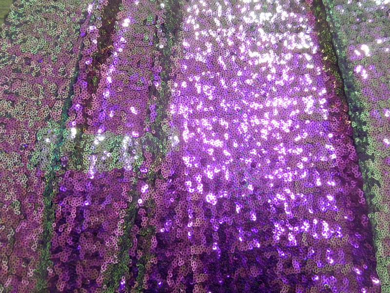 3.Black-Fuchsia Iridescent Sequins On Mesh